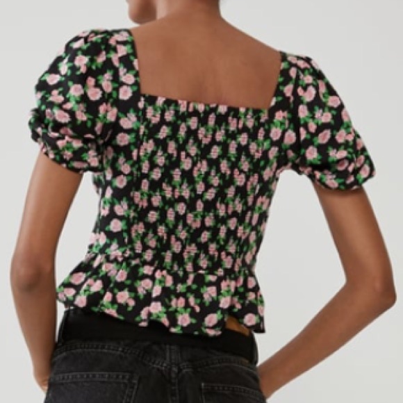 Zara Tops Nwt Zara Floral Ruffle Crop Top Pink Green Poshmark